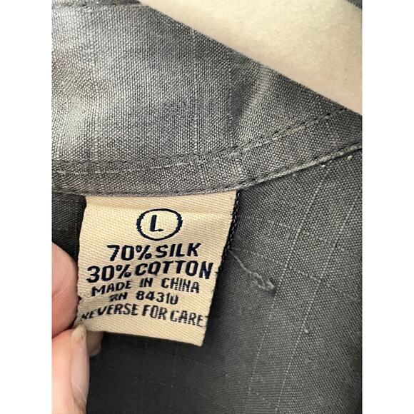 Men's Summa Shirt Gray Silk Cotton Blend Long Sleeve Button Up Top - Picture 3 of 4